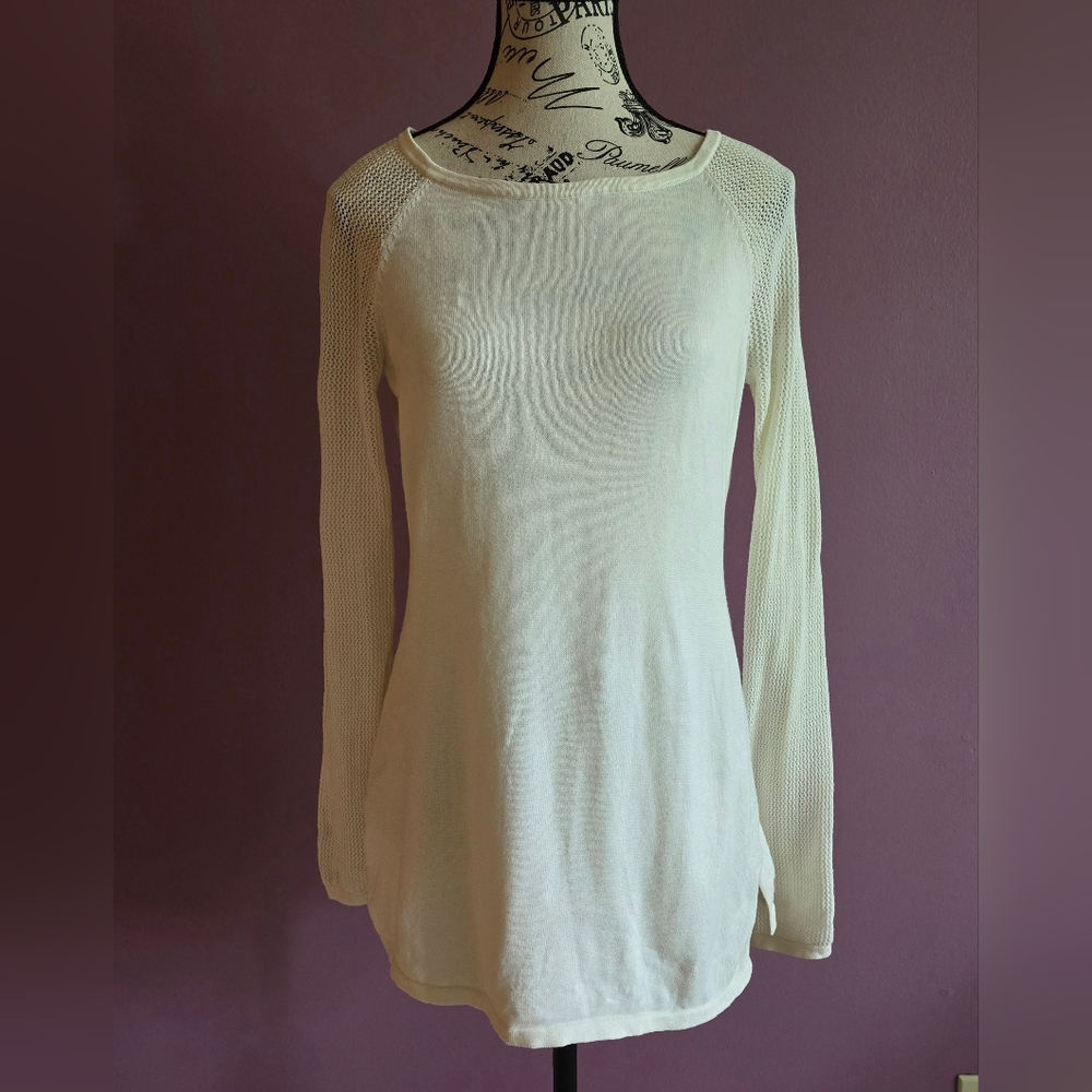 Nautica Taupe 100% Cotton long-sleeved top S Basic Minimalist